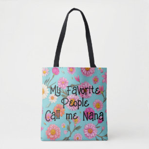 Tote Bag Cottage noyau floral blanc marguerites fleurs rose