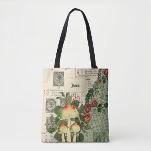 Tote Bag Cottagecore Champignons Vintage Floral Ephémère No