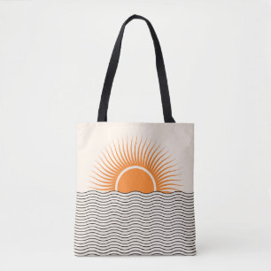 Tote Bag Coucher de soleil Abstrait : décoration boho géomé