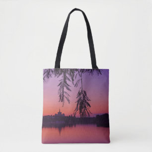 Tote Bag Coucher De Soleil En Été Au Bord Du Lac Avec Skyli