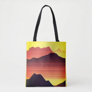 Tote Bag Coucher de soleil montagne désertique orange et ma