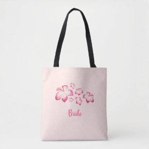 Tote Bag Coucher de soleil Plumeria Pink Watercolor Bride