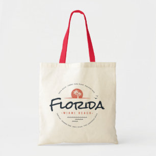 Tote Bag Coucher de soleil rétro Floride Miami Beach Palmie