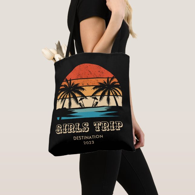 Tote Bag Coucher de soleil rétro Voyage entre filles enterr (De près)