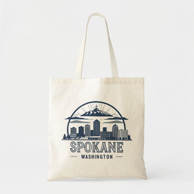 Tote Bag Coucher de soleil sur la ville de Spokane dans l'é (Devant)