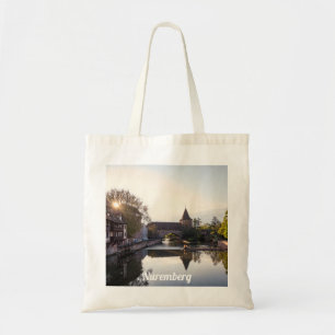 Tote Bag Coucher de soleil sur l'ancien pont médiéval de Nu