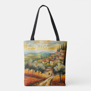 Tote Bag Coucher de soleil sur Toscane Valley Peinture Ital