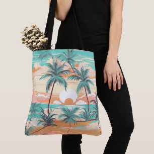 Tote Bag Coucher de soleil sur une plage tropicale