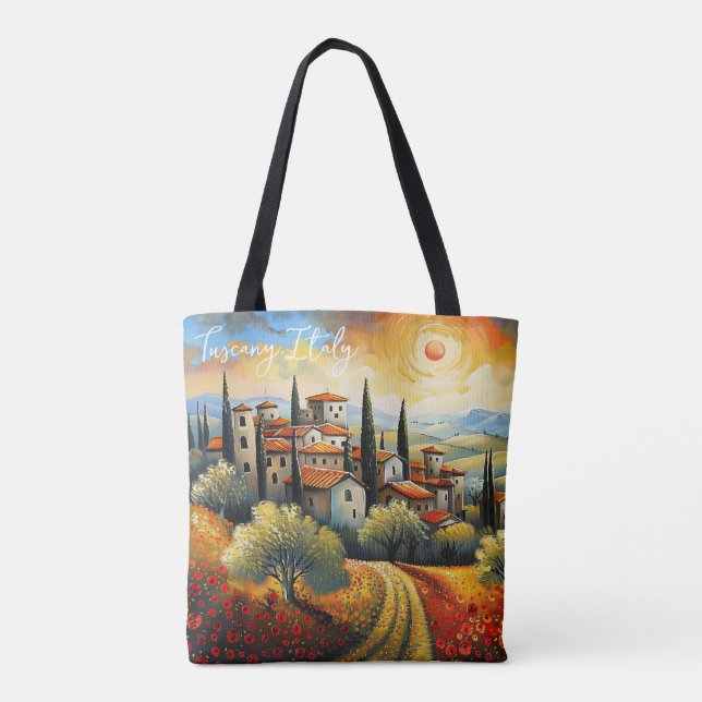 Tote Bag Coucher de soleil sur Vineyard Toscane Peinture It (Dos)