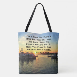 TOTE BAG COUCHER LE SOLEIL SUR LE LAC JEREMIAH 29:11 SCRIPT