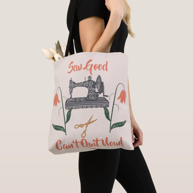 Tote Bag Coudre l’enthousiasme-Sew Bon, ne peut pas arrêter (De près)