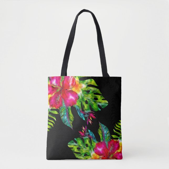 Tote Bag Couleur claire Tropical Floral Feuilles (Devant)