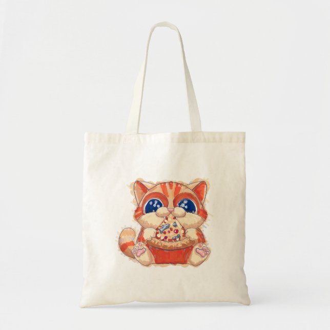 Tote Bag Couleur de pizza pour manger des chats (Devant)