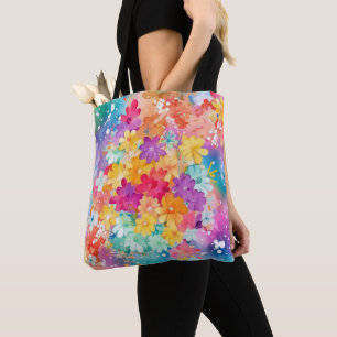 TOTE BAG COULEUR D'EAU CLAIRE FLEURS ABSTRAITES