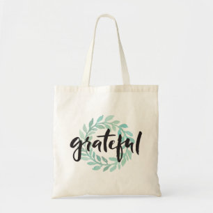 Tote Bag Couleur d'eau verte Gratte Wreath Fall Gratitude