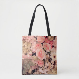 Tote Bag Couleur des fleurs murales texture rétro - Effet V