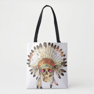 Tote Bag Couleur dessinée à la main - Coiffure amérindie