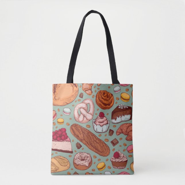 Tote Bag Couleur dessinée à la main style boulangerie patte (Devant)