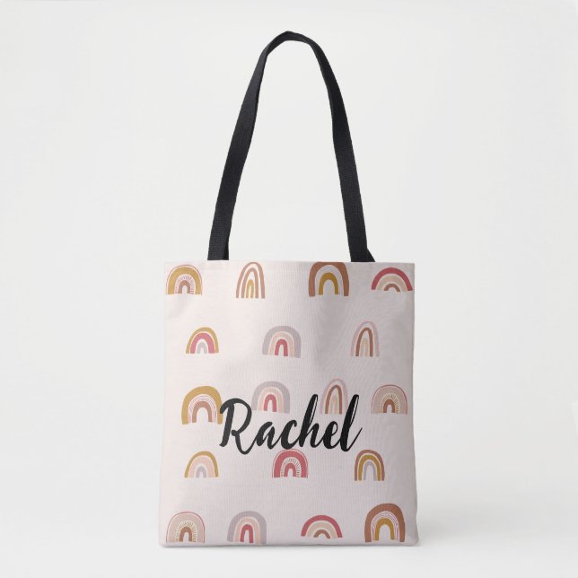 Tote Bag couleur mignonne Rainbow personnalisée (Devant)