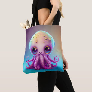Tote Bag Couleur mignonne violet octopus Alien