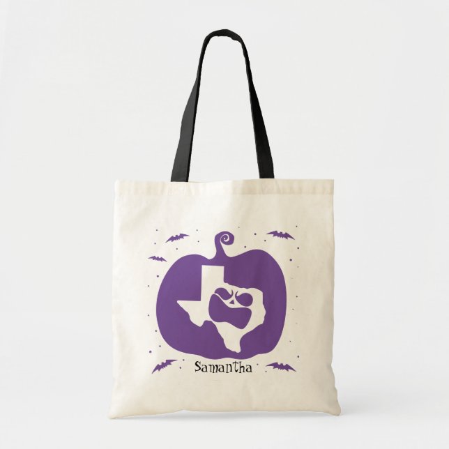 Tote Bag Couleur personnalisée Angry Texas Jack O' Lantern  (Devant)