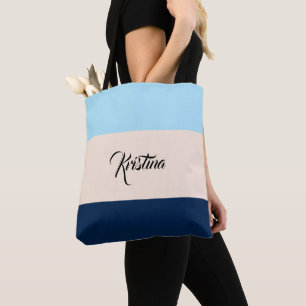 Tote Bag Couleur personnalisée Bleu clair Beige et bleu mar