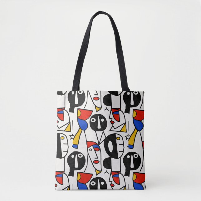 Tote Bag Couleur Silly Visages Picasso Cubism Style (Devant)