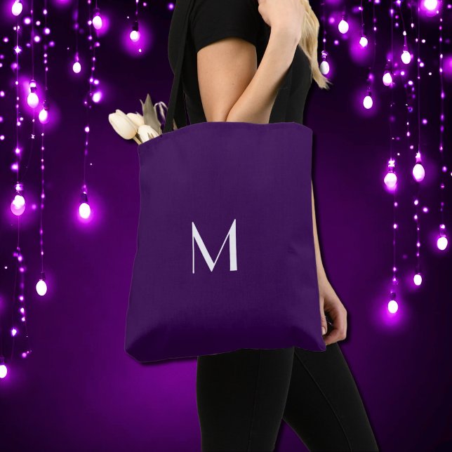 Tote Bag couleur violet foncé - ajouter monogramme (Créateur téléchargé)