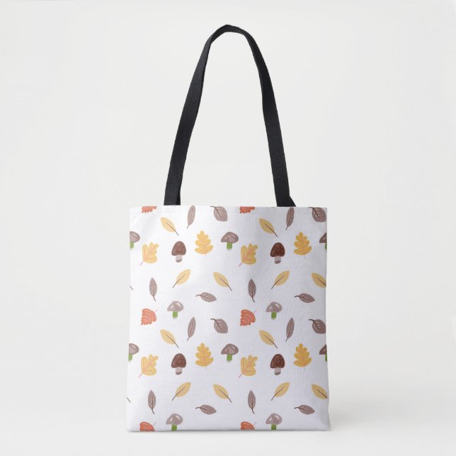 Tote Bag Couleurs d'automne avec Feuilles et champignons (Devant)