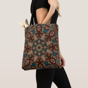 Tote Bag Couleurs de la Terre, Motif graphique Mandala clas