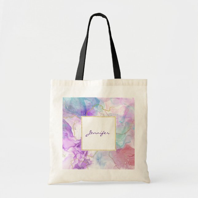 Tote Bag Couleurs violettes, vertes, roses, élégantes (Devant)