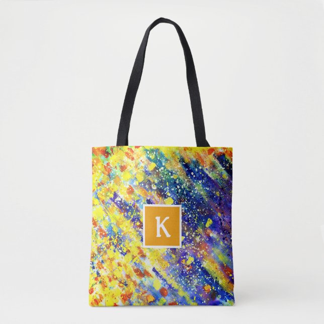 Tote Bag Couleurs vives en gras Monogramme Abstrait (Devant)