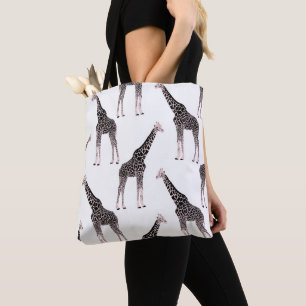 Tote Bag Coupe rose et noire Girafe Blanc design animal