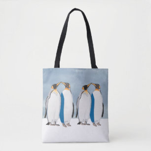 Tote Bag Couple de Manchots Royaux s'embrassant