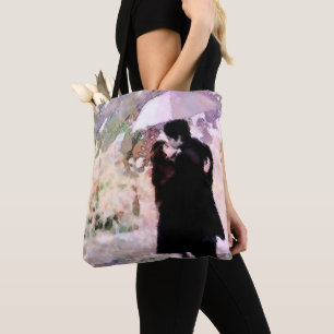 Tote Bag Couple en amour S'embrasser dans la pluie Art Abst
