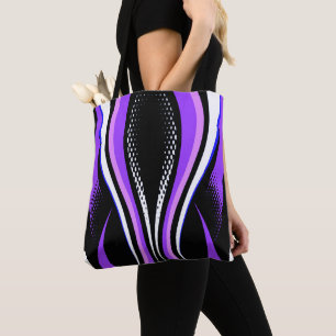 Tote Bag Courbe Abstraite violette blanche et noire