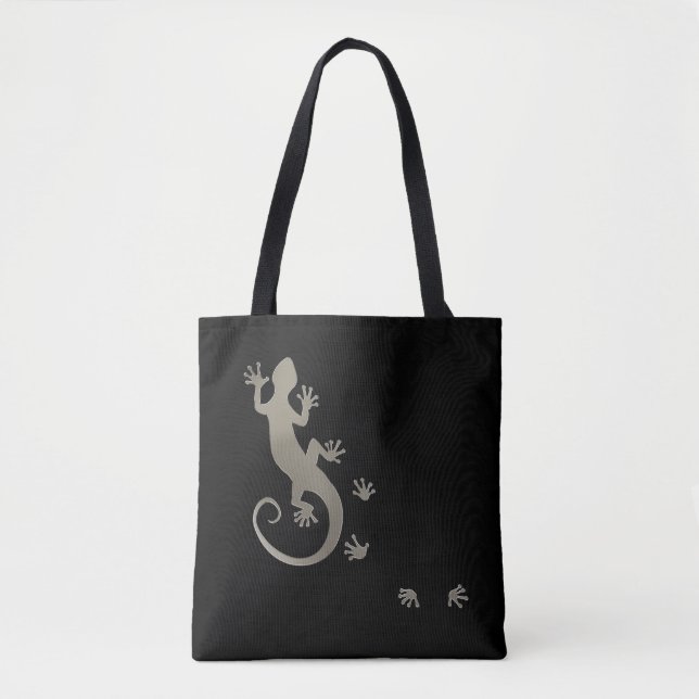 Tote Bag Courir Gecko argent + votre backgr. & idées (Devant)