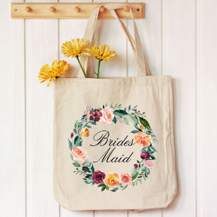 Tote Bag Couronne de fleurs de rose d'automne de mariée dem