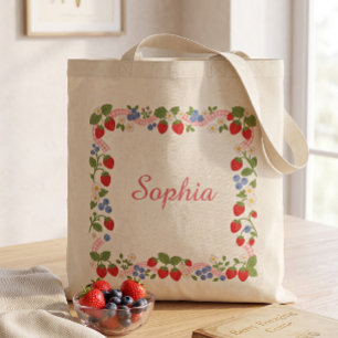 Tote Bag Couronne de fraises et de myrtilles Cottagecore do