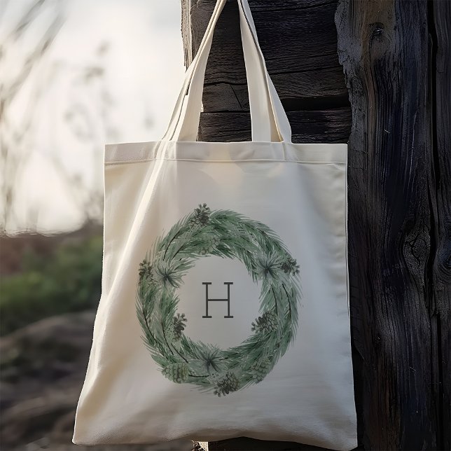 Tote Bag Couronne de monogramme de pin (Créateur téléchargé)
