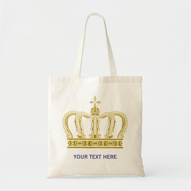 Tote Bag Couronne d'or + votre texte (Devant)