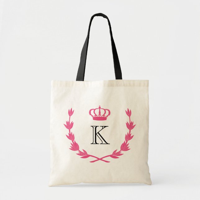 Tote Bag Couronne et monogramme royaux de roses indien (Devant)