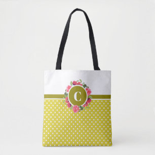 Tote Bag Couronne florale de cercle rouge et rose aquarelle
