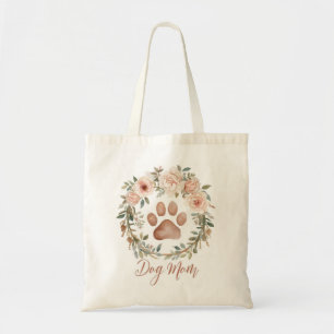 Tote Bag Couronne florale empreinte de patte Meilleure mama