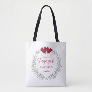Tote Bag couronne florale noire cœur rouge nous sommes fian