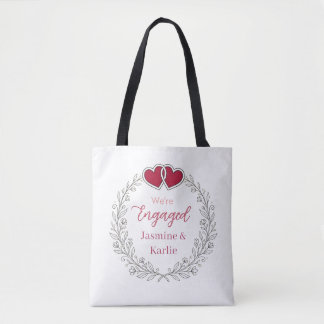 Tote Bag couronne florale noire cœur rouge nous sommes fian
