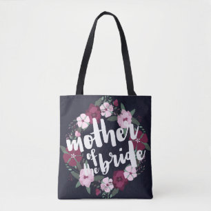 Tote Bag Couronne rose florale Marine Bleue Mère de la mari