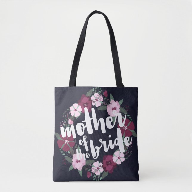 Tote Bag Couronne rose florale Marine Bleue Mère de la mari (Devant)