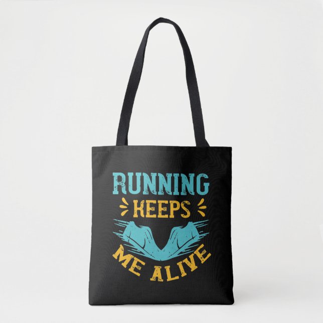 Tote Bag Course à pied - La course à pied me maintient en v (Devant)