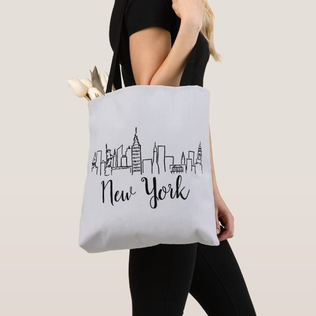 Tote Bag Coussin d'illustrations Skyline de New York (De près)